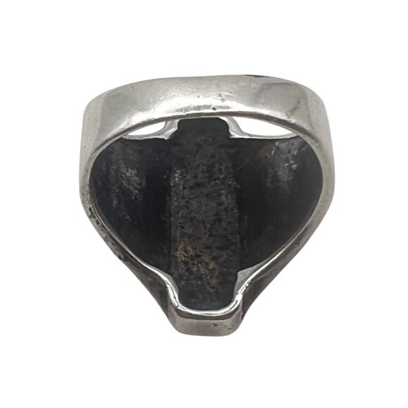 Vintage Sterling Silver Marcasite Signet Ring Size 7.75 925 Statement 6.99g LOOK - Picture 13 of 15